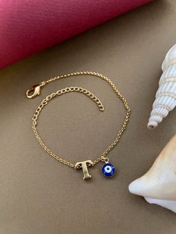 Digital Dress Room - Letter T Evil Eye Name Rakhi Bracelet