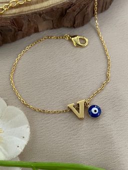 Digital Dress Room - Letter V Evil Eye Name Rakhi Bracelet