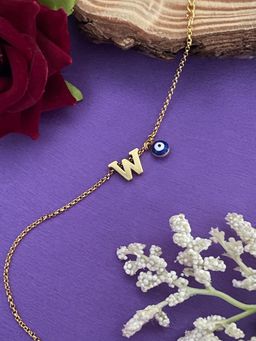 Digital Dress Room - Letter W Evil Eye Name Rakhi Bracelet