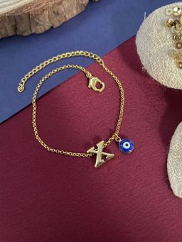 Digital Dress Room - Letter X Evil Eye Name Rakhi Bracelet