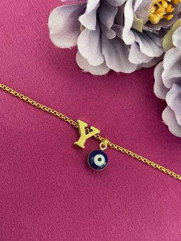 Digital Dress Room - Letter Y Evil Eye Name Rakhi Bracelet