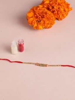 Niscka - Classic Pearl Cz Studded Moti Dori Rakhi with Roli Chawal