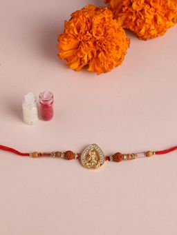 Niscka - 18K Gold Plated Cz Studded Bal Gopal Designer Thread Rakhi