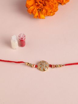 Niscka - 18K Gold Plated Zirconia Floral Designer Rakhi
