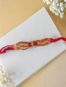 Accessher - Meenakari Floral Beads Rakhi Gifting with Roli Kumkum Packets & Raksha Bandhan Card