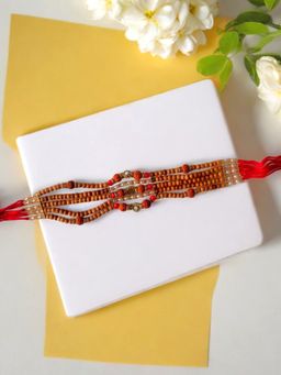 Accessher - Rudra'S Adorned Statement Rakhi Gifting with Roli Kumkum & Raksha Bandhan Card