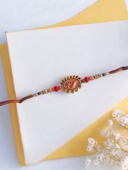 Accessher - Meenakari Peacock Design Rakhi Gifting with Roli Kumkum Packets & Raksha Bandhan Card