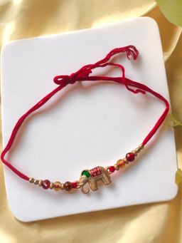 Accessher - Meenakari Elephant Design Rakhi Gifting with Roli Kumkum & Raksha Bandhan Card