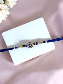 Accessher - Semi Precious Evil Eye Rakhi & Gifting with Roli Kumkum Packets & Raksha Bandhan Card
