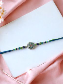 Accessher - Meenakari-Enamel Work Rakhi & Gifting with Roli Kumkum Packets & Raksha Bandhan Card