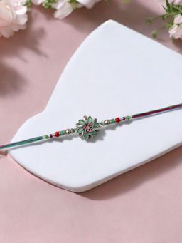 Accessher - Green Meenakari Work Rakhi Gifting with Roli Kumkum Packets & Raksha Bandhan Card