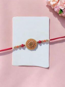 Accessher - Meenakari Semi Precious Rakhi Gifting with Roli Kumkum Packets & Raksha Bandhan Card