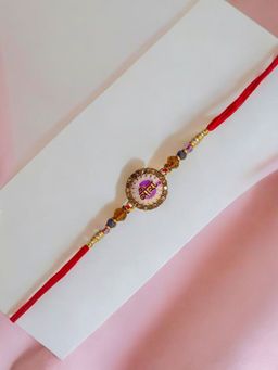 Accessher - Purple Meenakari Rakhi & Gifting with Roli Kumkum Packets & Raksha Bandhan Card