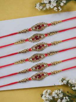 Accessher - Semi Precious Delicate Rakhi Gifting with Roli Kumkum Packets & Raksha Bandhan Card