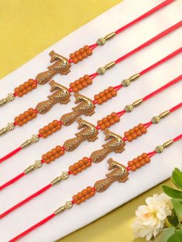 Accessher - Meenakari Gold Rakhi Gifting with Roli Kumkum Packets & Raksha Bandhan Card