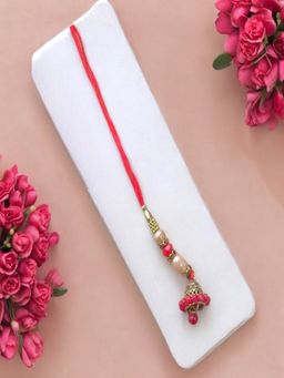 Accessher - Lumba Rakhi with Jhumka Gifting with Roli Kumkum Packets & Raksha Bandhan Card