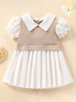 Hopscotch - Girls White Textured Casual Dress