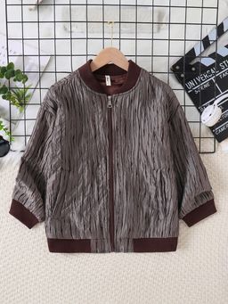 Hopscotch - Boys Maroon Textured Full-Sleeve Jacket