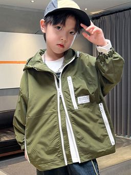 Hopscotch - Boys Olive Solid Full-Sleeve Jacket