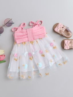 Hopscotch - Girls Pink Sleeveless All-Over Print Casual Dress