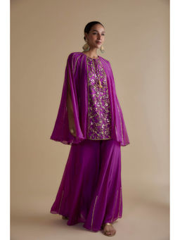 KEITH GOMES - Purple Sequin Embellished Panel Tunic & Palazzo (Set of 2)