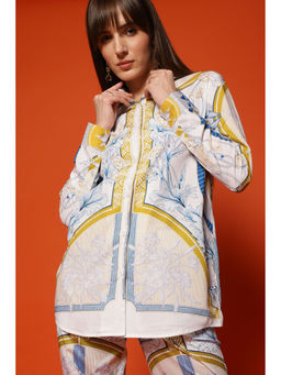 Loudless - Yellow White Series Cavaloy Printed Long Shirt For Women