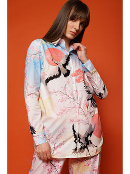 Loudless - Flaming let Printed Long Shirt For Women