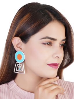 Estele - Rhodium Geometric Shaped with Enamel for Women