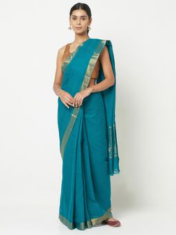 Fabindia - Cotton Mangalgiri Broad Border Saree Without Blouse