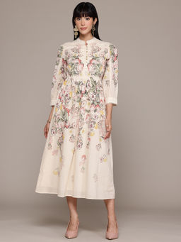 Label Ritu Kumar - Women Off White Ecru Bryony Midi Dress