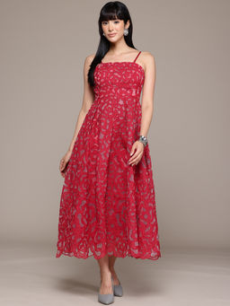 Label Ritu Kumar - Women Red Stella Midi Dress