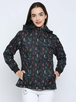 Spykar - Women Black Nylon Regular Fit Hoodie Jacket