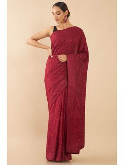 Soch - Maroon Georgette Embroidered with Unstitched (Set of 2)
