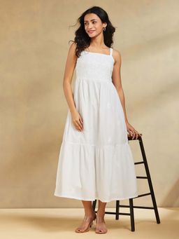 Fabindia - White Cotton Chikankari Dress