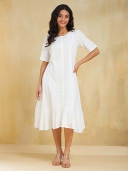 Fabindia - White Cotton Chikankari Dress with Inner