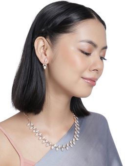 Accessher - Rose gold plated Ad Studded Handcrafted Necklace for Women-Rose Gold