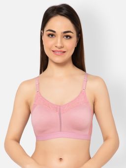 Clovia - Cotton Solid Non-Padded Full Cup Wire Free T-Shirt Bra - Pink