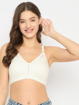 Clovia - Cotton Solid Non-Padded Full Cup Wire Free T-Shirt Bra - White