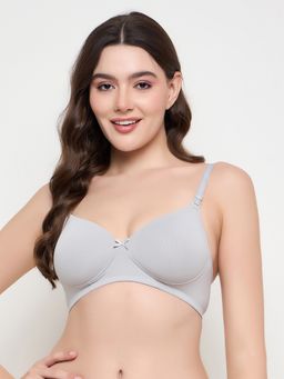 Clovia - Polyamide Padded Full Cup Wire Free T-Shirt Bra - Grey