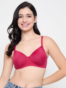 Clovia - Polyamide Padded Full Cup Wire Free T-Shirt Bra - Magenta