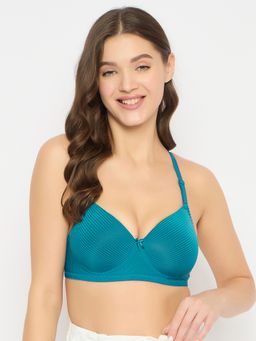 Clovia - Polyamide Padded Full Cup Wire Free T-Shirt Bra - Teal