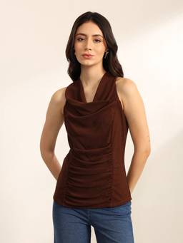 Kazo - Womens Polyester Brown Top