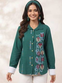 STIL-O-STITCH - Womens Cotton Green Shirt