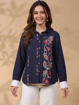 STIL-O-STITCH - Womens Cotton Blue Shirt