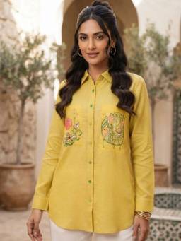 STIL-O-STITCH - Womens Cotton Yellow Shirt