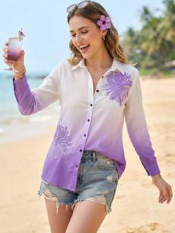 STIL-O-STITCH - Womens Cotton Purple Shirt