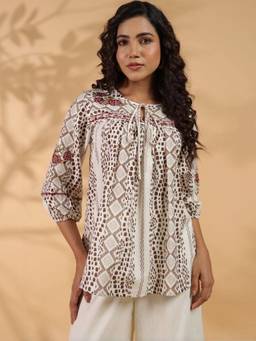 STIL-O-STITCH - Womens Cotton Beige Top