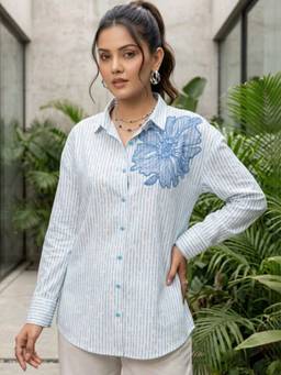 STIL-O-STITCH - Womens Cotton Blue Shirt