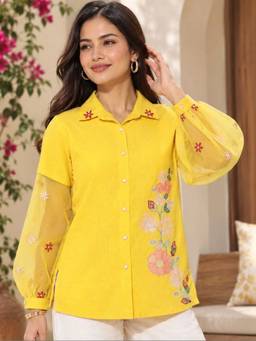 STIL-O-STITCH - Womens Cotton Yellow Shirt