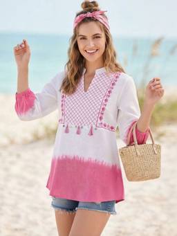 STIL-O-STITCH - Womens Cotton Pink Top